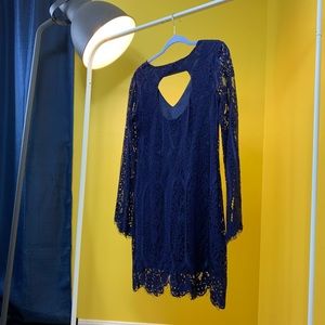 Francesca's Collections NAVY Dress Long Sleeve